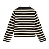 Black & White Knit Gold Button Cardigan Sweater